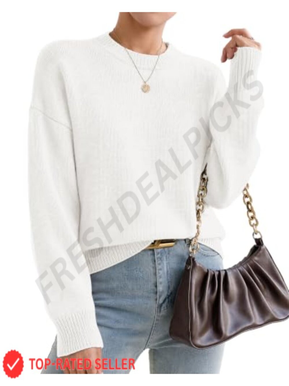Cashmere Oversized Crewneck Sweater Women Pullover